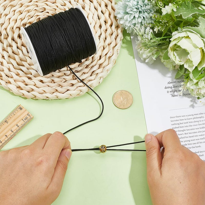 PH PandaHall 110 Yards 1.5mm Black Nylon Cord Wind Chime Cord Replacement Lift Shade Blind String for Windows Roman Rollers Repair Gardening Plant Waist Beading String for Bracelet Lanyard - Image 4